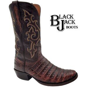 Black Jack Western Caiman Alligator Mens size 9.5EE Cowboy Boots Mahogany Brown